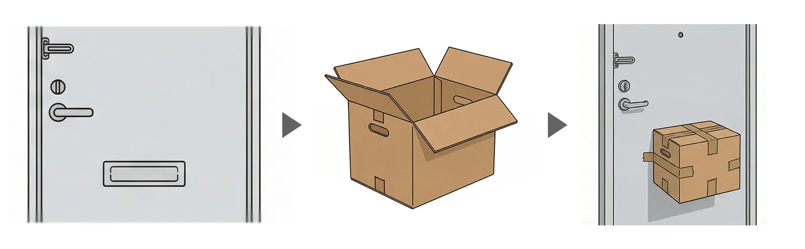 段ボールをドアに貼り付ける防犯対策