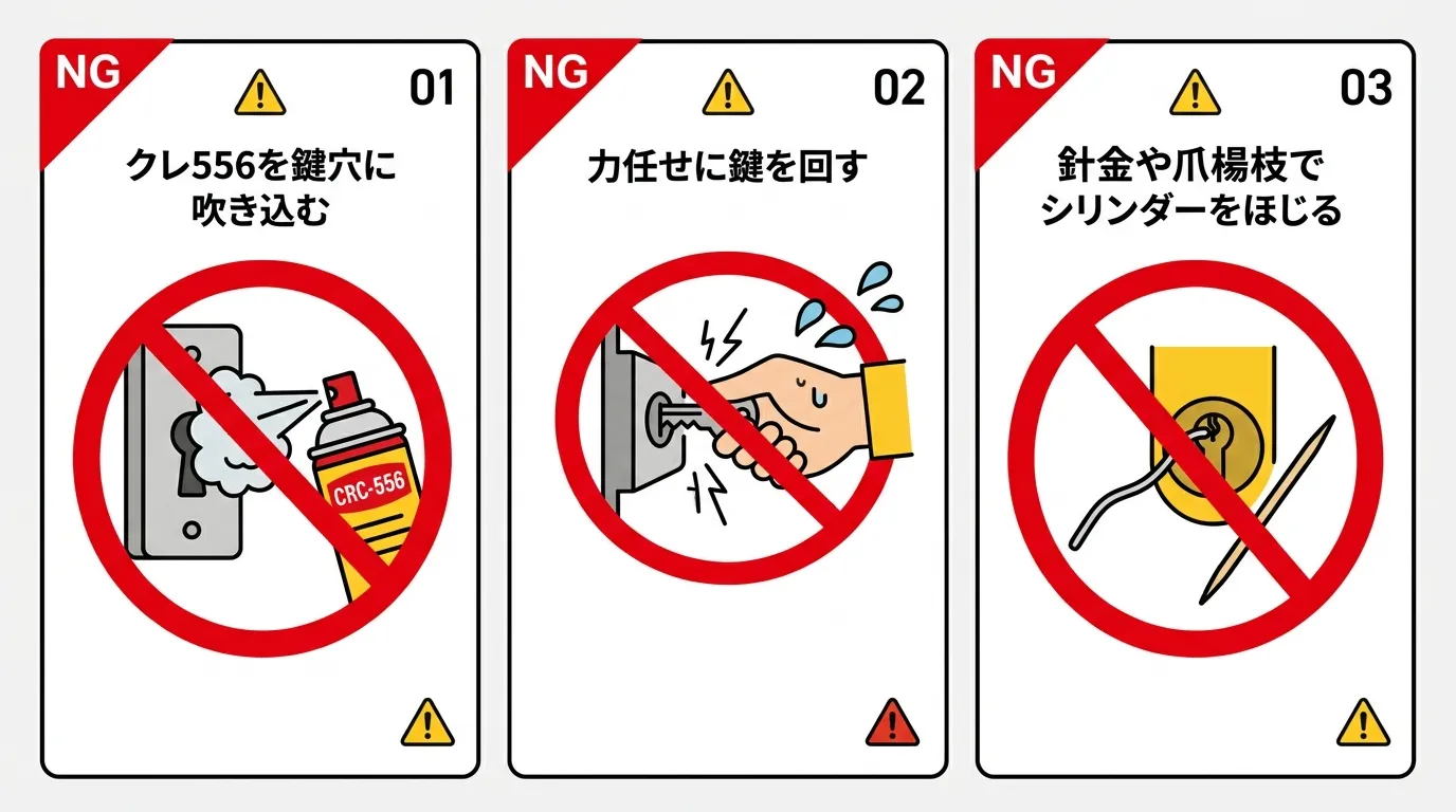 鍵が閉まらないときのNG行為