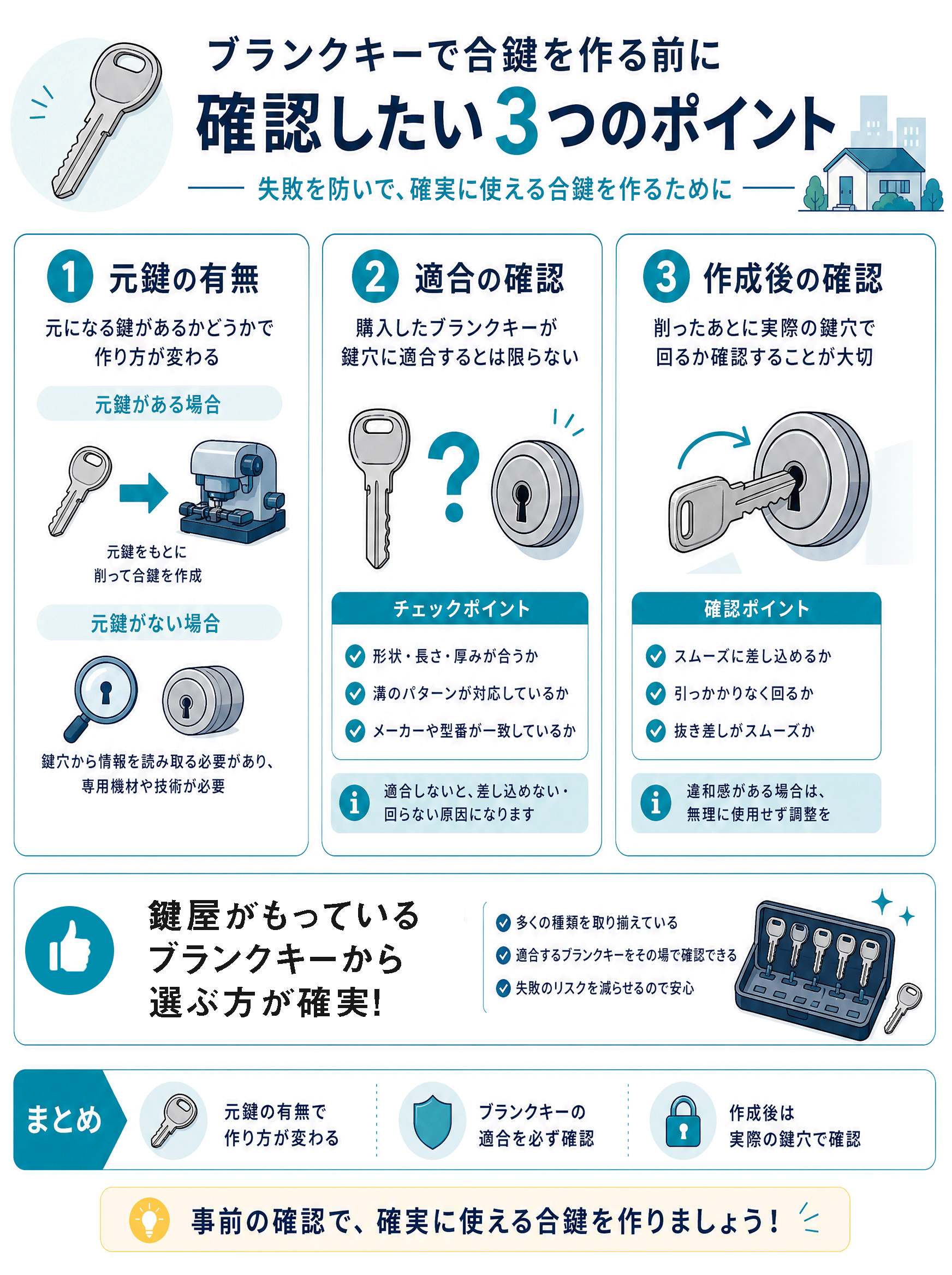 ブランクキーで合鍵を作る前に確認すること