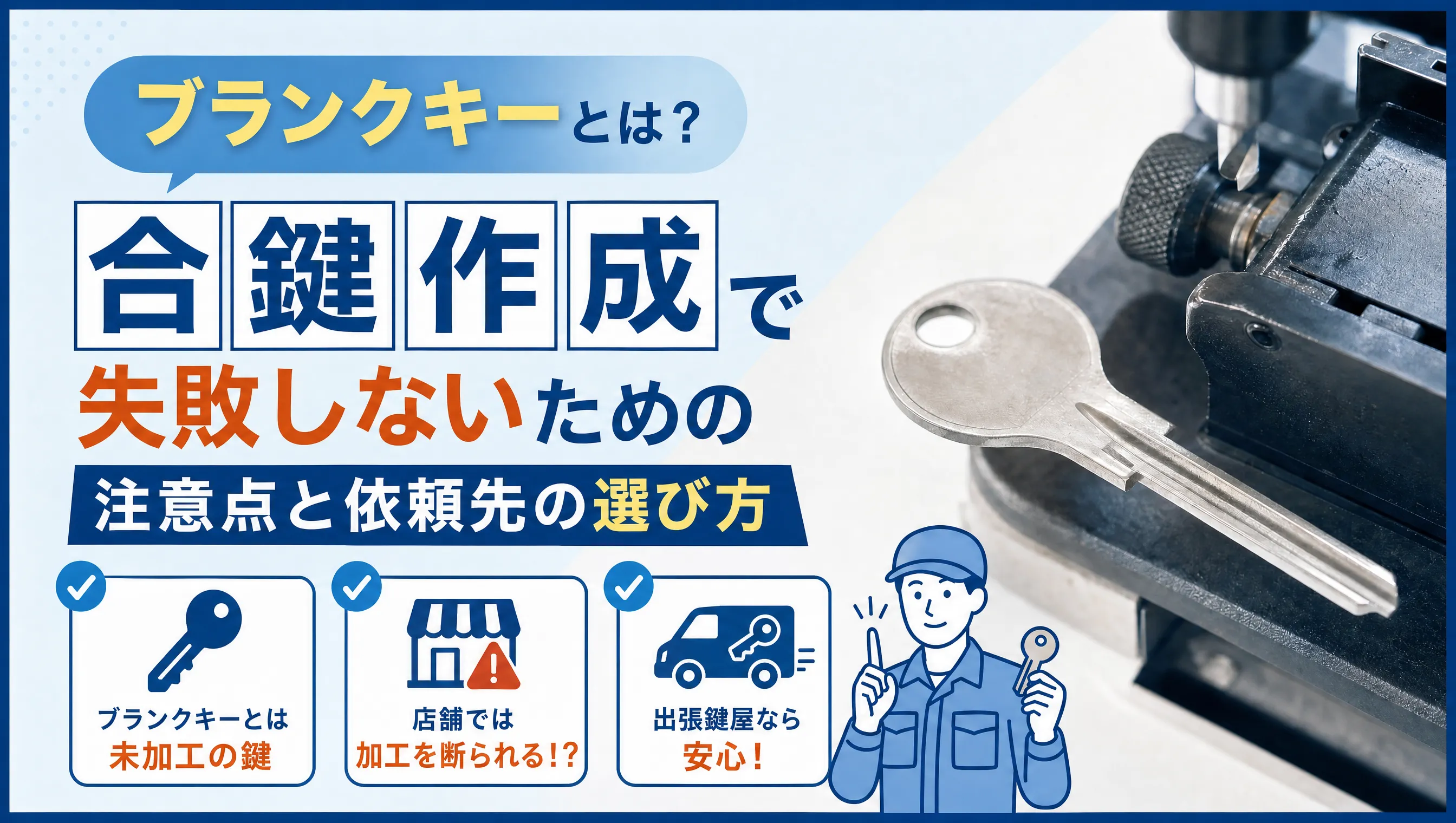 ブランクキーとは？削る前の合鍵用の鍵と失敗しない作成ポイント