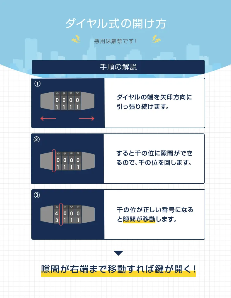 ダイヤル式ワイヤーロックを開ける裏技